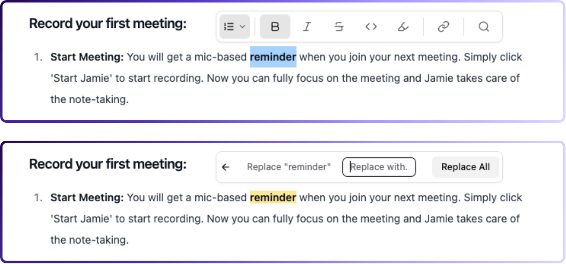 Jamie provides a full transcript of your meeting, giving you a word-for-word record of what was said alongside the summary | best ai tools for sales meeting transcripts